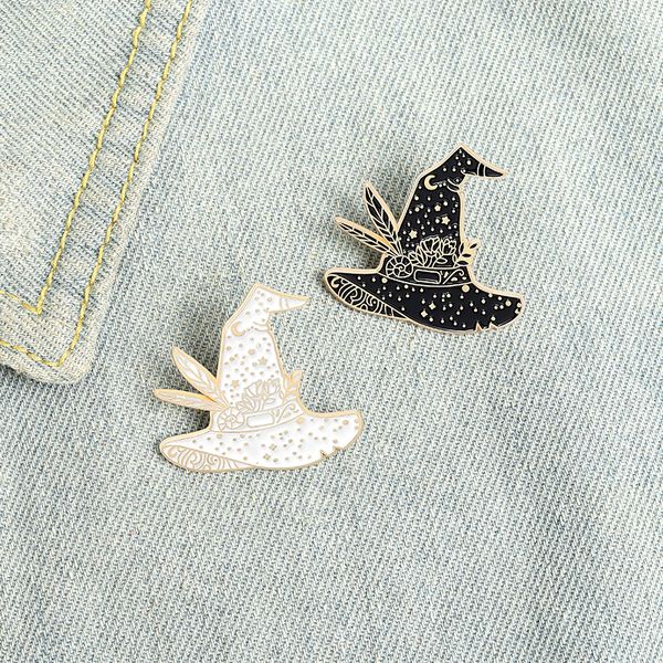 witch magic hats enamel pins black white halloween unique design feather starry sky flowers brooches gift for party dercoration clothes, Gray
witch magic hats enamel pins black white halloween unique design feather starry sky flowers brooches gift for party dercoration clothes, Gray