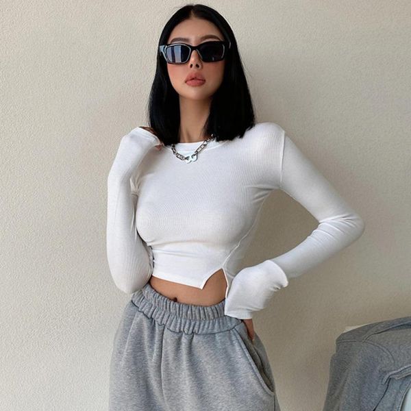 women's t-shirt split long-sleeved european american simple skinny autumn short base bottoming shirt 3ujy, White
women's t-shirt split long-sleeved european american simple skinny autumn short base bottoming shirt 3ujy, White