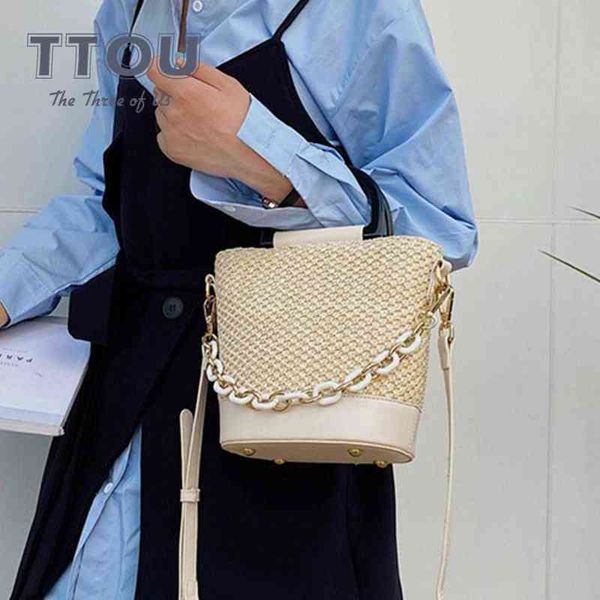 shopping bags new summer small chain designer handbag fashion trendy ladies bucket vintage casual straw woven beige shoulder 220310
shopping bags new summer small chain designer handbag fashion trendy ladies bucket vintage casual straw woven beige shoulder 220310