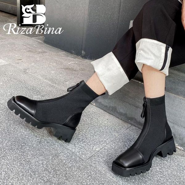 rizabina real leather women ankle boots front zipper square toe shoes winter boots women fashion party footwear size 34-39, Black
rizabina real leather women ankle boots front zipper square toe shoes winter boots women fashion party footwear size 34-39, Black