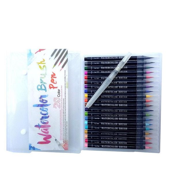Real Brush Pens 20 Colors For Watercolor Painting With Flexible Nylon Brushtips Paint Markers For Coloring Calligraphy And Drawing