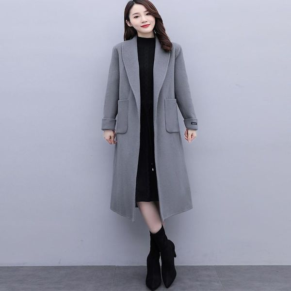 women's wool & blends 2021 solid women jackets winter mid-length open stitch double-faced cashmere turn-down collar slim fashion coats, Black
women's wool & blends 2021 solid women jackets winter mid-length open stitch double-faced cashmere turn-down collar slim fashion coats, Black