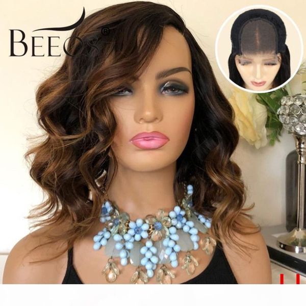 beeos 180% 4*4 closure lace wigs highlight color short body wave brazilian remy human wigs pre plucked hairline bleached knots, Black;brown 
beeos 180% 4*4 closure lace wigs highlight color short body wave brazilian remy human wigs pre plucked hairline bleached knots, Black;brown