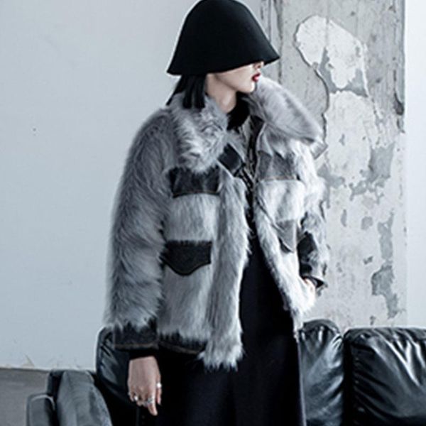 women's fur & faux women short coat 2021 winter outerwear luxury lmitation stitching jacket round neck warm overcoat parka 81, Black
women's fur & faux women short coat 2021 winter outerwear luxury lmitation stitching jacket round neck warm overcoat parka 81, Black