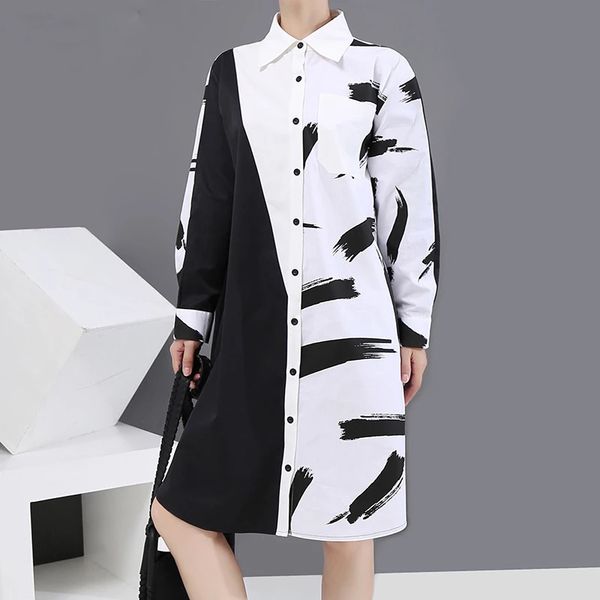 white pattern printed big size dress new lapel long sleeve loose fit fashion tide spring autumn 2021
white pattern printed big size dress new lapel long sleeve loose fit fashion tide spring autumn 2021