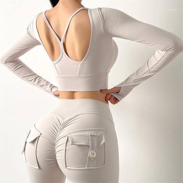 yoga outfits beauty back tight sports gym fake two t shirts women long sleeve workout fitness crop padded sportswear1, White;red
yoga outfits beauty back tight sports gym fake two t shirts women long sleeve workout fitness crop padded sportswear1, White;red