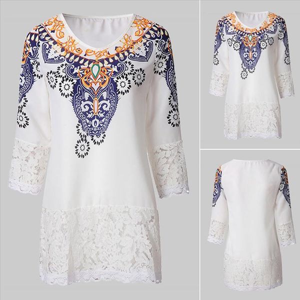 women bohemia blouse cool print loose three quarter v neck ladies shirts summer fashion lace females beach blouse g8, White
women bohemia blouse cool print loose three quarter v neck ladies shirts summer fashion lace females beach blouse g8, White