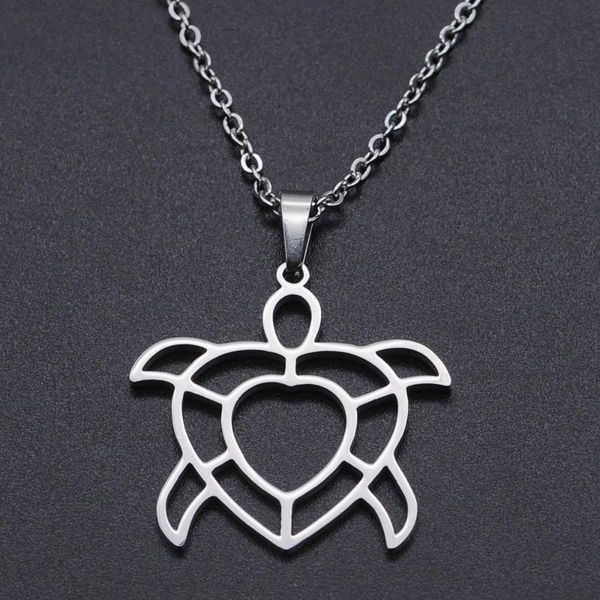 pendant necklaces turtle stainless steel charm necklace for women drop accept oem order dainty wholesale, Silver 
pendant necklaces turtle stainless steel charm necklace for women drop accept oem order dainty wholesale, Silver