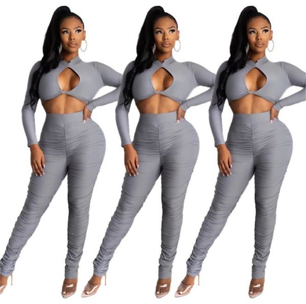 women 2 piece pants set fashion solid color long sleeve hollow out crop two piece sets new autumn women designers clothes, White
women 2 piece pants set fashion solid color long sleeve hollow out crop two piece sets new autumn women designers clothes, White