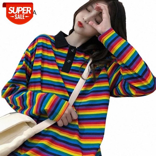 cotton women tshirt rainbow striped tee shirts long sleeve casual female t shirt oversized tees autumn ladies t-shirts #d639, White
cotton women tshirt rainbow striped tee shirts long sleeve casual female t shirt oversized tees autumn ladies t-shirts #d639, White