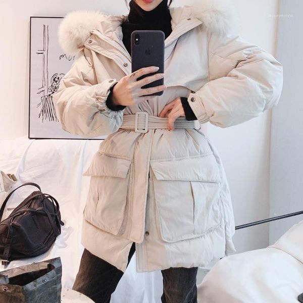 women's down & parkas thick warm sash tie up short snow coat large natural raccoon fur winter jacket women 90% white duck coats pockets, Black
women's down & parkas thick warm sash tie up short snow coat large natural raccoon fur winter jacket women 90% white duck coats pockets, Black