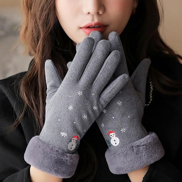 women touch screen suede glove winter double layer furry mittens warm snowman embroidery outdoor fashionable gloves, Blue;gray
women touch screen suede glove winter double layer furry mittens warm snowman embroidery outdoor fashionable gloves, Blue;gray