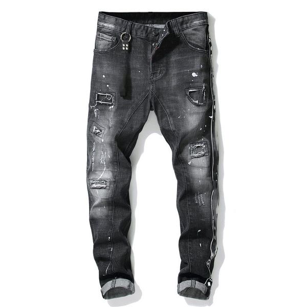мужские разрывы stretch черные джинсы мода тонкий fit промытые motocycle джинсовые брюки hip hop панелями брюки b4, Blue
мужские разрывы stretch черные джинсы мода тонкий fit промытые motocycle джинсовые брюки hip hop панелями брюки b4, Blue