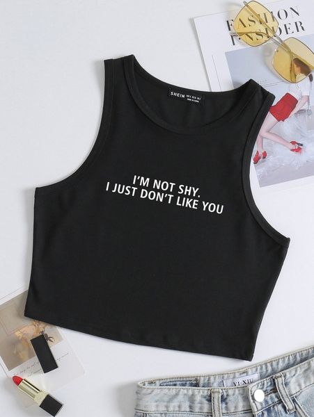 slogan graphic crop tank e9tj#, White