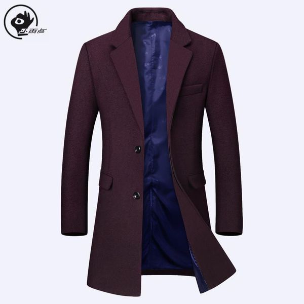 little rain wool jacket men wool coat solid hombre mens blend thick windbreaker male business overcoat winter coat men, Black