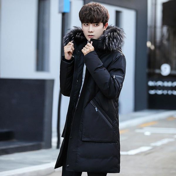 men's down & parkas jacket clothing 2021 winter youth middle and long thickened korean hooded coat for men, Black
men's down & parkas jacket clothing 2021 winter youth middle and long thickened korean hooded coat for men, Black
