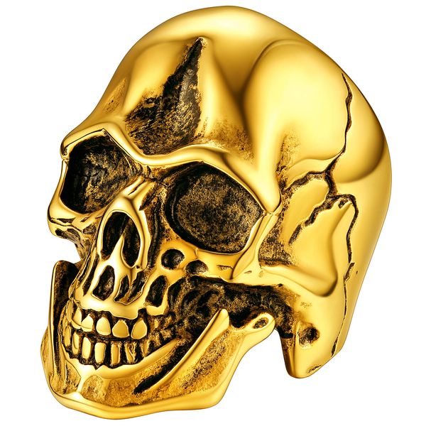 chainspro gothic skull rings stainless steel/18k gold/black plated band skeleton punk rings for men women size 7-14 cp743, Silver
chainspro gothic skull rings stainless steel/18k gold/black plated band skeleton punk rings for men women size 7-14 cp743, Silver