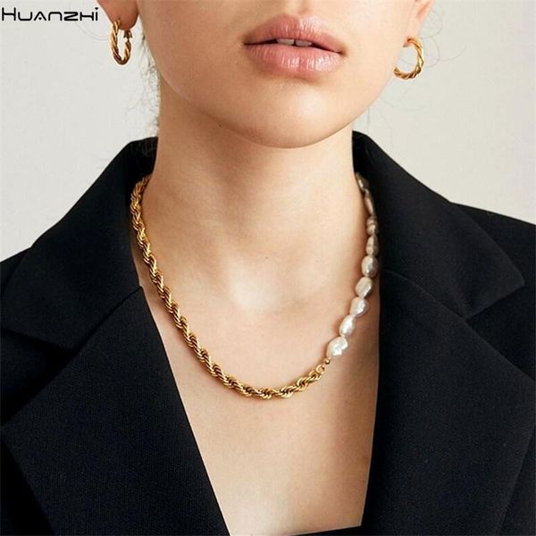 huanzhi 2020 new splicing asymmetry metal twist chain vintage natural freshwater pearl necklace for women girls jewelry gift, Silver
huanzhi 2020 new splicing asymmetry metal twist chain vintage natural freshwater pearl necklace for women girls jewelry gift, Silver