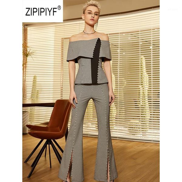 original business suits houndstooth slashe neck peark blouse women bootcut slit trouser suit 2 pieces set ab4281, White
original business suits houndstooth slashe neck peark blouse women bootcut slit trouser suit 2 pieces set ab4281, White