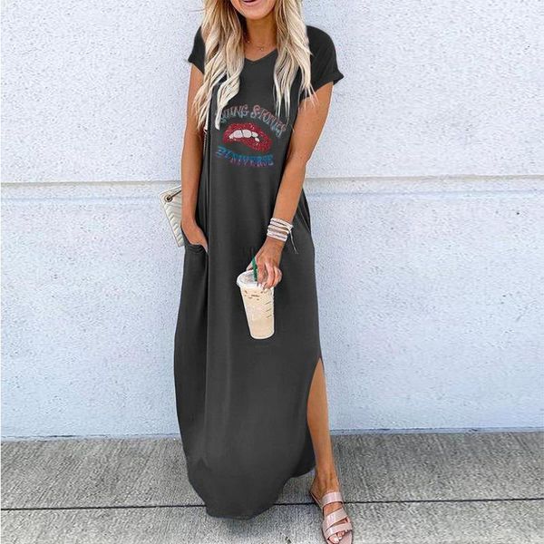 round neck dress short sleeved loose long dresses spring and summer 2021 streetwear big swing moda feminina lounge wear clothing, Black;gray
round neck dress short sleeved loose long dresses spring and summer 2021 streetwear big swing moda feminina lounge wear clothing, Black;gray