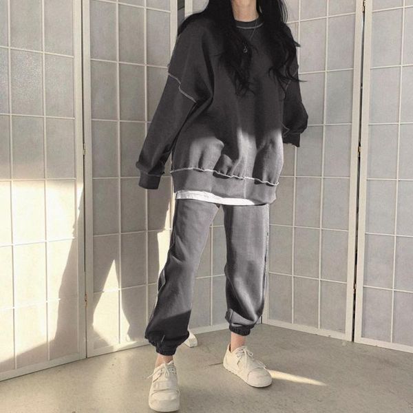 casual striped edge oversize sweatshirt and high waisted joggers pant 2 piece lounge set tracksuit for women outfits female 2020, Gray
casual striped edge oversize sweatshirt and high waisted joggers pant 2 piece lounge set tracksuit for women outfits female 2020, Gray