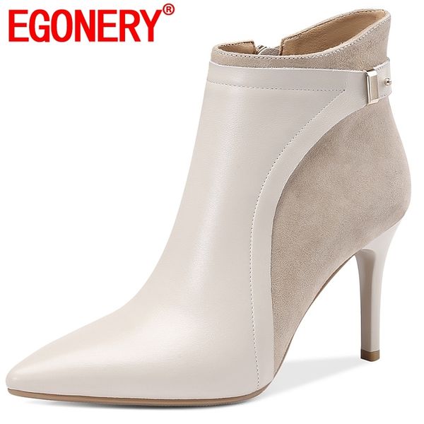 egonery cow leather booties 2019 fashion party flock ankle boots black beige metal decoration winter 8.5cm high heels shoes 1026
egonery cow leather booties 2019 fashion party flock ankle boots black beige metal decoration winter 8.5cm high heels shoes 1026