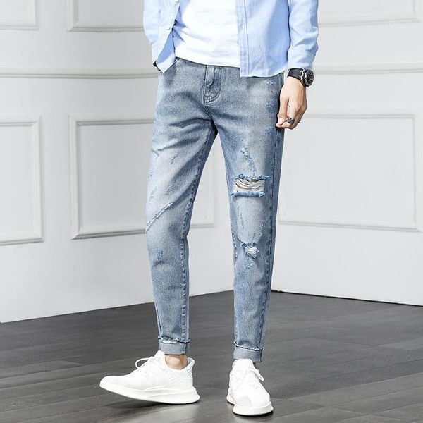 spring new jeans men fashion washed casual torn holes denim pants man streetwear hip hop loose cowboy trousers male clothes1, Blue 
spring new jeans men fashion washed casual torn holes denim pants man streetwear hip hop loose cowboy trousers male clothes1, Blue