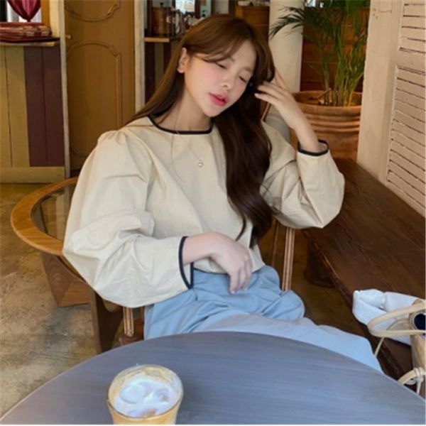 women's blouses & shirts hit color women fall minimalist casual loose o-neck puff sleeve solid females camisas mujer 2021, White
women's blouses & shirts hit color women fall minimalist casual loose o-neck puff sleeve solid females camisas mujer 2021, White