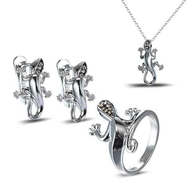 уникальный набор ювелирных украшений punk lizard для женщин gecko cubic cubic zirconia ring серьги для ожерелья кулон, Silver
уникальный набор ювелирных украшений punk lizard для женщин gecko cubic cubic zirconia ring серьги для ожерелья кулон, Silver