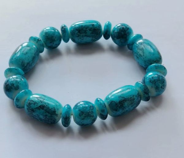 handmade cultured charm bracelet blue glass bracelet jewlery birthday, Black
handmade cultured charm bracelet blue glass bracelet jewlery birthday, Black