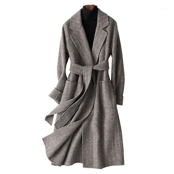 women's wool & blends autumn winter double faced women's long slim v neck belt office lady woolen jackets coats plus size1, Black
women's wool & blends autumn winter double faced women's long slim v neck belt office lady woolen jackets coats plus size1, Black