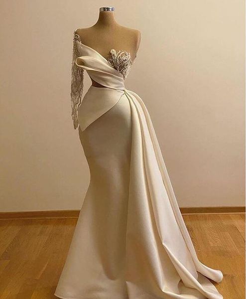 2021 designer mermaid prom dresses sheer neck one shoulder long sleeve beaded bride evening gowns formal pageant dress, Black;red
2021 designer mermaid prom dresses sheer neck one shoulder long sleeve beaded bride evening gowns formal pageant dress, Black;red
