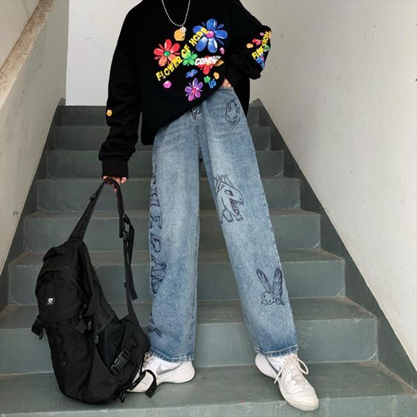 jeans woman korean hip hop straight loose high waisted pantalones vaqueros cargo pants femme pantalon baggy graffiti mujer pants, Blue
jeans woman korean hip hop straight loose high waisted pantalones vaqueros cargo pants femme pantalon baggy graffiti mujer pants, Blue