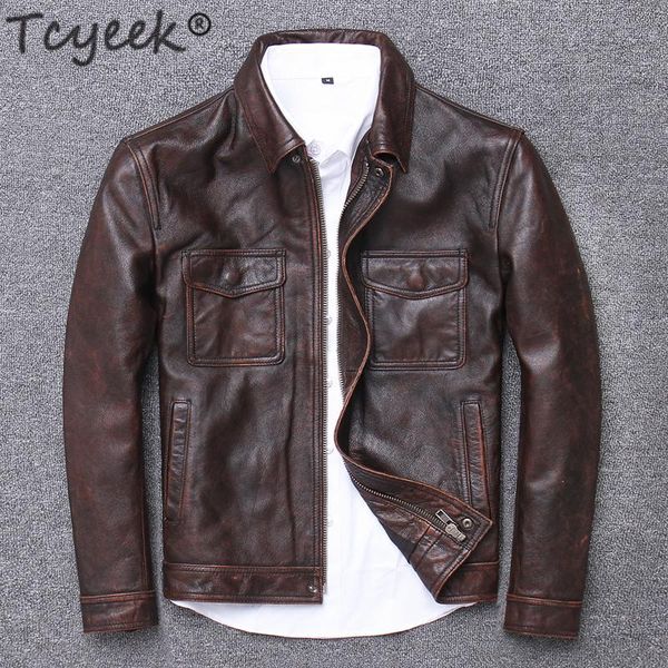 tcyeek 100% real leather jacket men autumn winter clothes 2020 streetwear fit genuine cow leather coat men's jacket 1790, Black
tcyeek 100% real leather jacket men autumn winter clothes 2020 streetwear fit genuine cow leather coat men's jacket 1790, Black