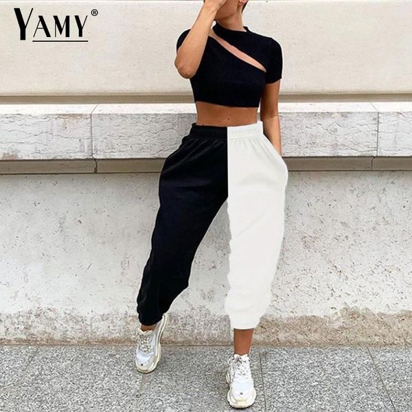black high waist jogger pants women sweat pants winter color block pants women korean sweatpants streetwear y200114, Black;white
black high waist jogger pants women sweat pants winter color block pants women korean sweatpants streetwear y200114, Black;white
