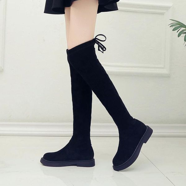 round toe women's mid calf boots flat heel shoes luxury designer booties ladies thigh high heels high winter, Black
round toe women's mid calf boots flat heel shoes luxury designer booties ladies thigh high heels high winter, Black