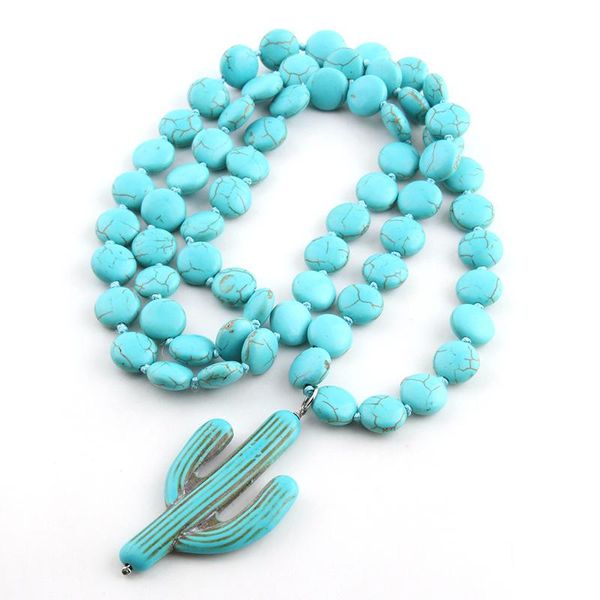 fashion knotted flat white & turquoisestone ethnic cactus necklace bohemian tribal jewelry, Silver
fashion knotted flat white & turquoisestone ethnic cactus necklace bohemian tribal jewelry, Silver