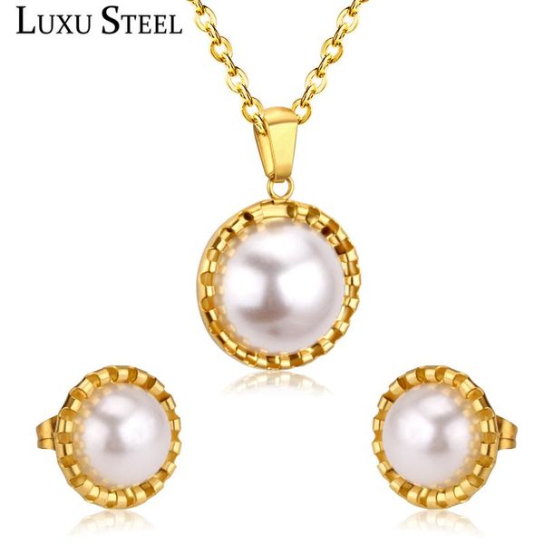 luxusteel african jewelry sets dubai gold color imitation pearl pendant necklace earrings brinco party wedding jewelry gift, Silver
luxusteel african jewelry sets dubai gold color imitation pearl pendant necklace earrings brinco party wedding jewelry gift, Silver