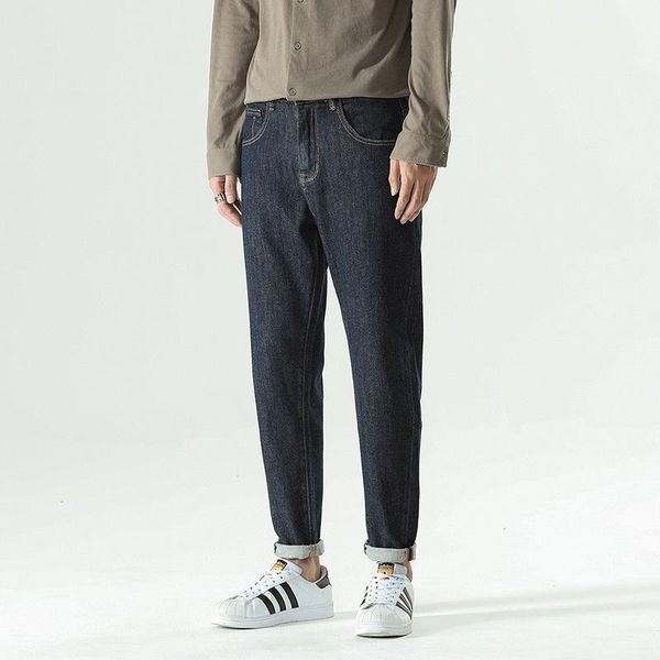 men's jeans denim men autumn spring black solid color slim casual straight washed pockets cowboy pencil pants male, Blue
men's jeans denim men autumn spring black solid color slim casual straight washed pockets cowboy pencil pants male, Blue