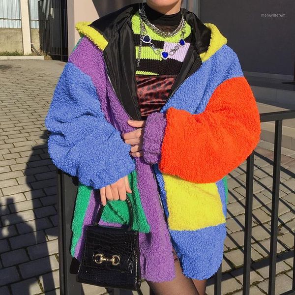 women's jackets women rainbow casual loose teddy faux fur coat 2021 lambswool oversized hooded woman jacket autumn winter fluffy overco, Black;brown
women's jackets women rainbow casual loose teddy faux fur coat 2021 lambswool oversized hooded woman jacket autumn winter fluffy overco, Black;brown