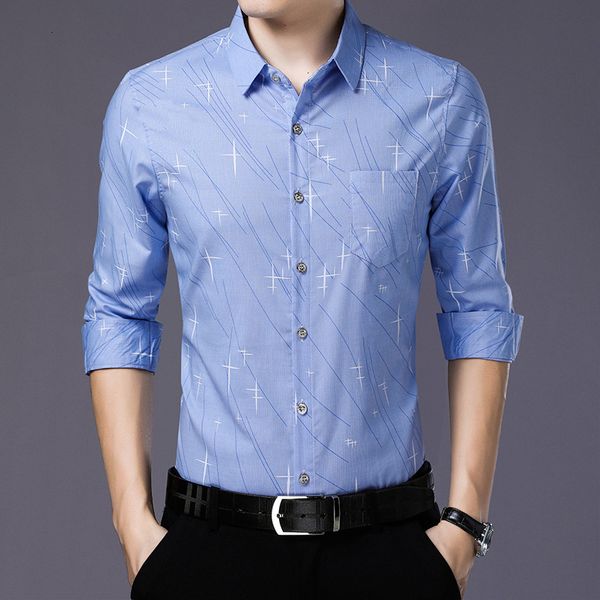 2021 spring printing shirt middle aged long sleeve cardigan korean casual lapel men's top, White;black