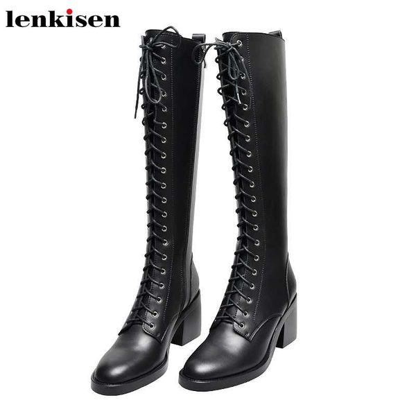 boots lenkisen european style lace up genuine leather knight round toe high heels winter warm black colors thigh l93
boots lenkisen european style lace up genuine leather knight round toe high heels winter warm black colors thigh l93