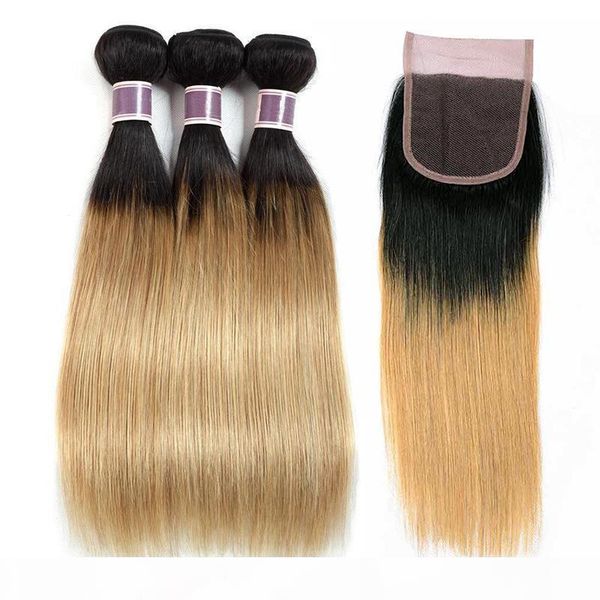 t1b 27 honey blonde ombre human hair bundles with closure straight pre colored brazilian virgin hair weave 3 bundles with 4x4 lace closure, Black;brown
t1b 27 honey blonde ombre human hair bundles with closure straight pre colored brazilian virgin hair weave 3 bundles with 4x4 lace closure, Black;brown