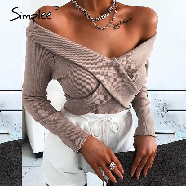 simplee off shoulder knitted sweater women v neck spring autumn casual pullover elegant jumpers sweater pull femme 201130, White;black
simplee off shoulder knitted sweater women v neck spring autumn casual pullover elegant jumpers sweater pull femme 201130, White;black