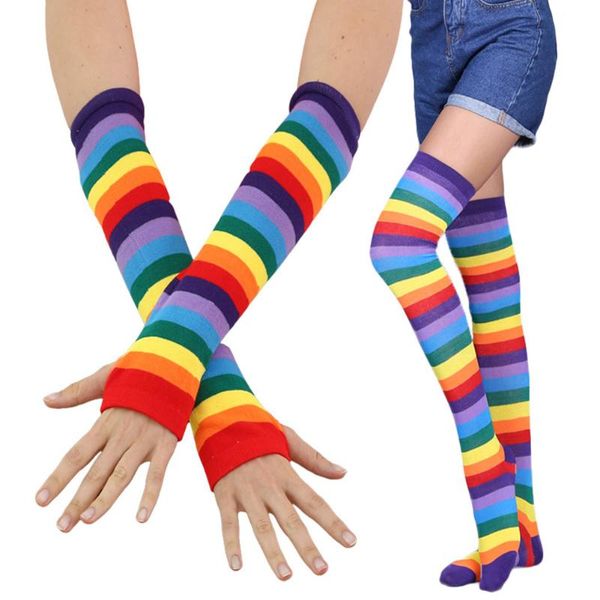 five fingers gloves slim striped rainbow cosplay elastic anti slip party casual long over knee fashion soft cotton blend women stockings set, Blue;gray
five fingers gloves slim striped rainbow cosplay elastic anti slip party casual long over knee fashion soft cotton blend women stockings set, Blue;gray