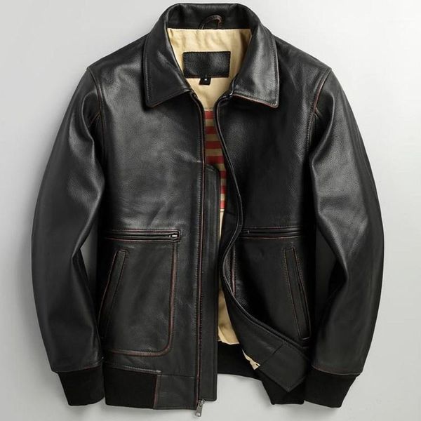 2020 vintage black men pilot leather jacket large size xxxl genuine cowhide autumn slim fit american coat1
2020 vintage black men pilot leather jacket large size xxxl genuine cowhide autumn slim fit american coat1