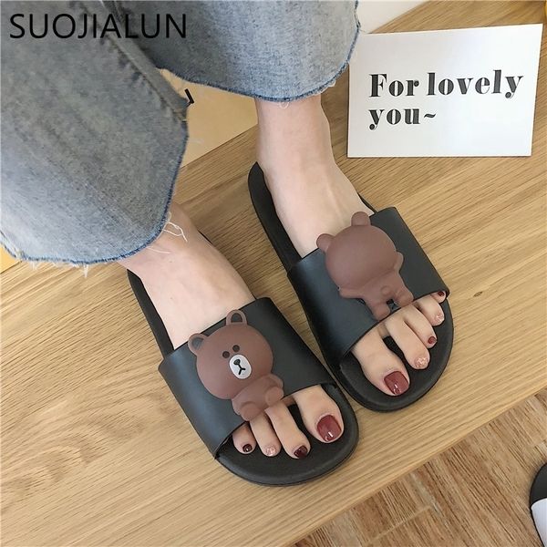 suojialun women slippers cute cartoo bear sandals summer fashion slip on beach flip flops women indoor bathroom flat slides y200423, Black
suojialun women slippers cute cartoo bear sandals summer fashion slip on beach flip flops women indoor bathroom flat slides y200423, Black