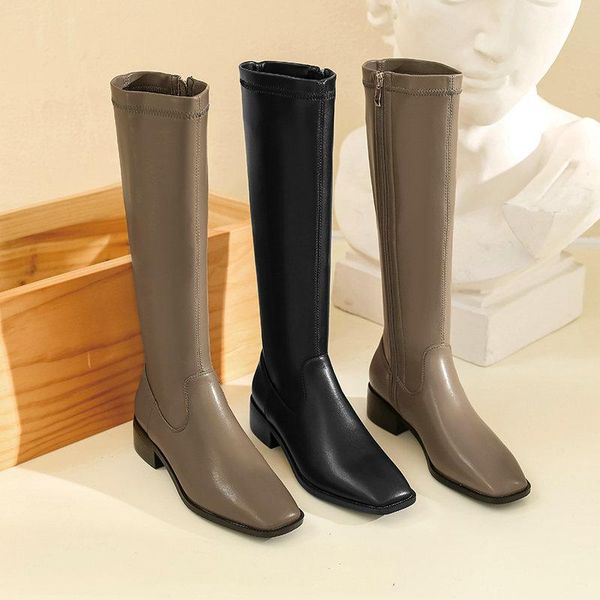 fashion knee high boots 2020 square toe zipper ladies shoes square heel concise women shoes superfine fiber size34-43, Black
fashion knee high boots 2020 square toe zipper ladies shoes square heel concise women shoes superfine fiber size34-43, Black