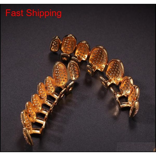 fashion hip hop/punk teeth grillz set gold silver irregular 8-tooth canines with zircon teeth grillz qylxeg dh_seller2010