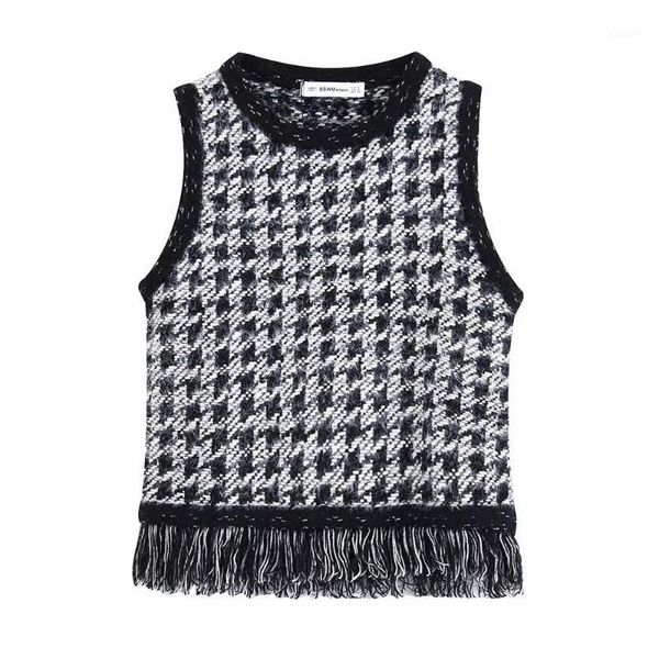 autumn 2019 women's new metallic yarn mixed fabric knitted vest with tassel and twill soft vest 068731348001, White;black
autumn 2019 women's new metallic yarn mixed fabric knitted vest with tassel and twill soft vest 068731348001, White;black